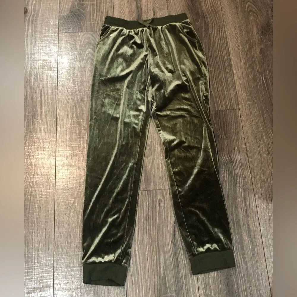 Place Girls Sweatpants Olive Green Velvet Joggers